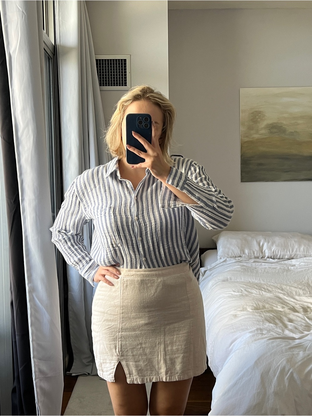 Caslon Blue & White Striped Button-Down Shirt
